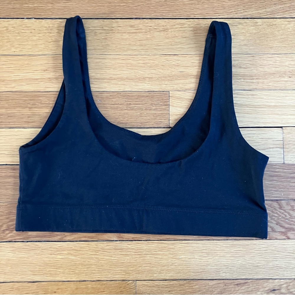 Pact Black Soft Comfy Lounge Organic Cotton Double Scoop Bralette Medium - Picture 5 of 5